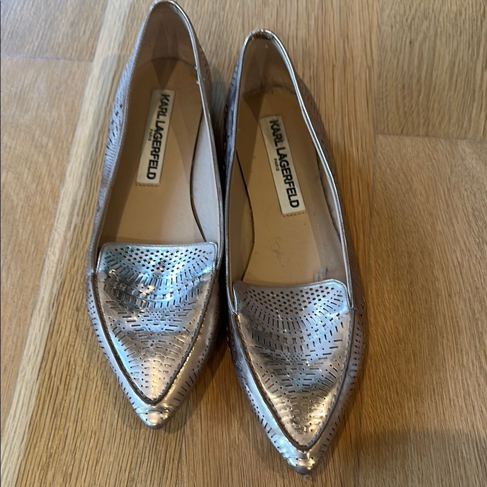 Karl Lagerfeld Metallic Rose Gold Flats